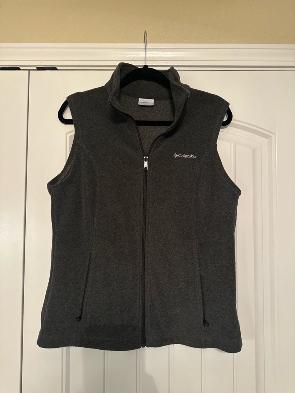 Columbia Gray Fleece Vest with Black Trim